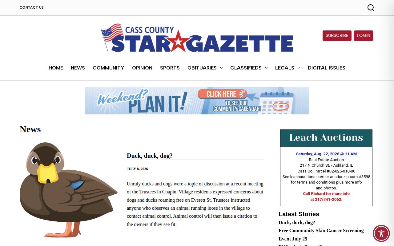 Cass County Star-Gazette local news category with police coverage