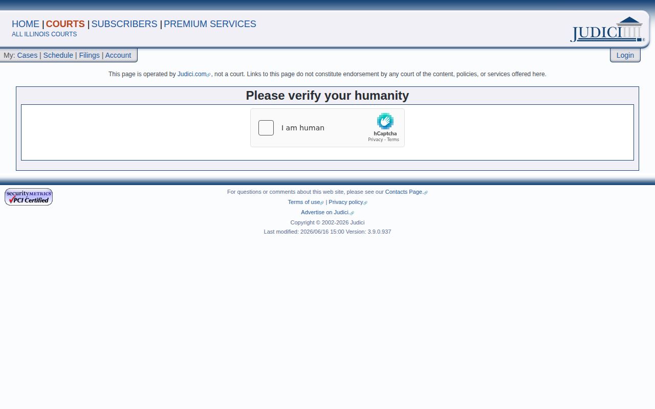 Cass County Judici case-search interface for post-booking disposition records