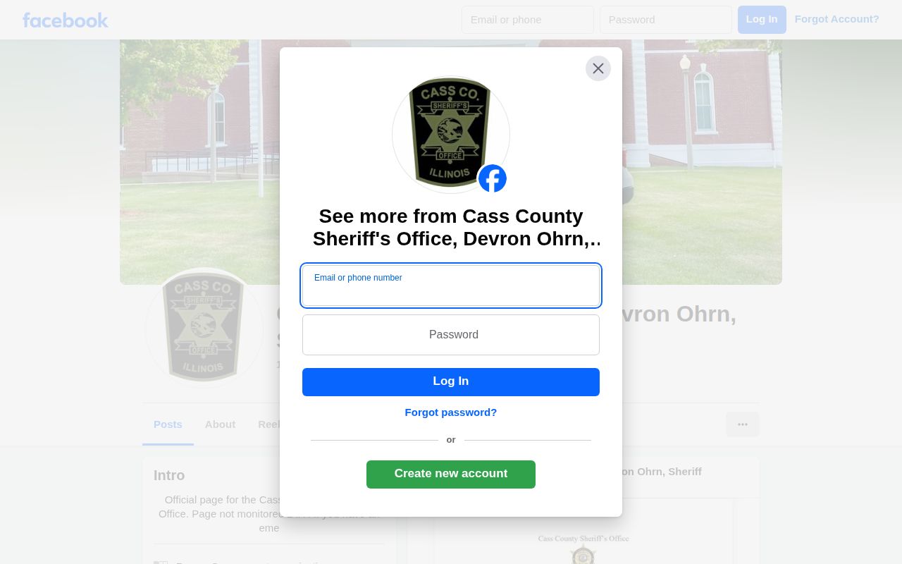 Official Cass County Sheriff social account used for public information