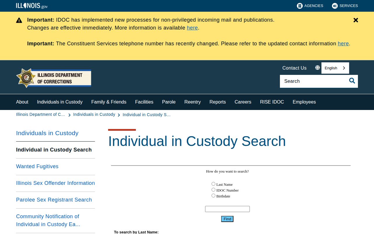 Illinois Department of Corrections offender search for state-prison record photos